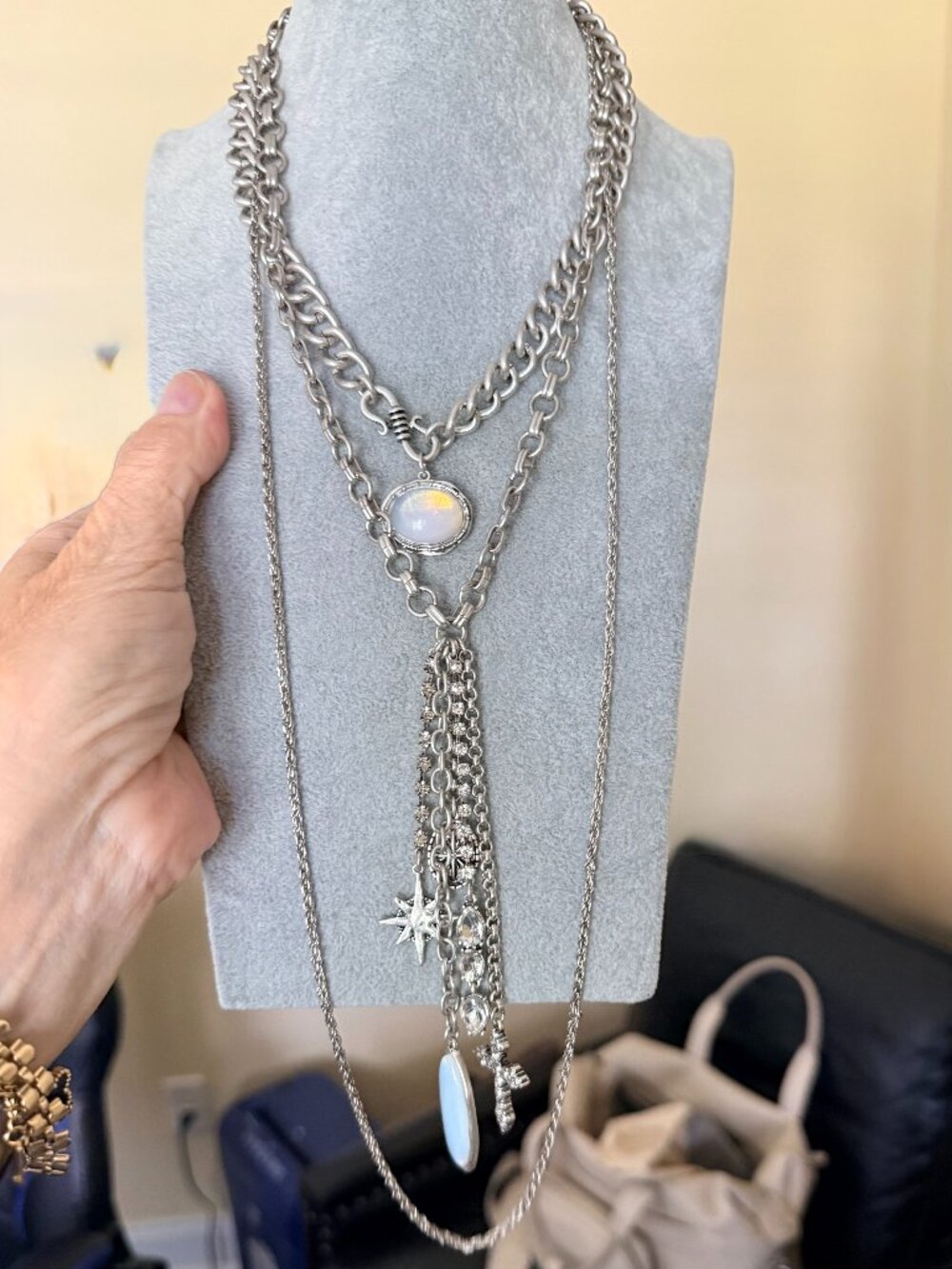 Free People Silver Tone Adjustable Layered Necklace